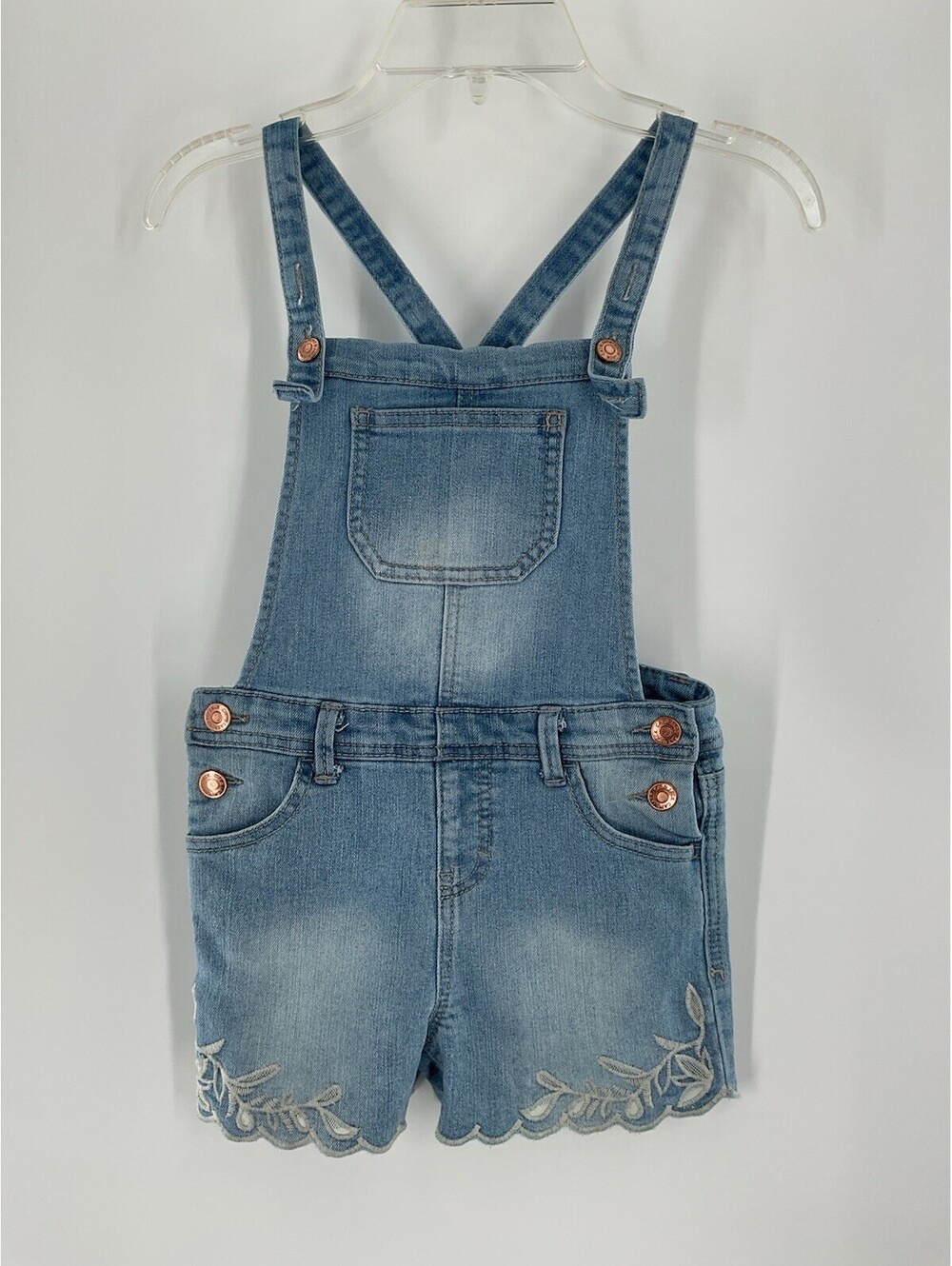 Cat & Jack Girls Size Small Overall Shorts Embroidered Blue 116